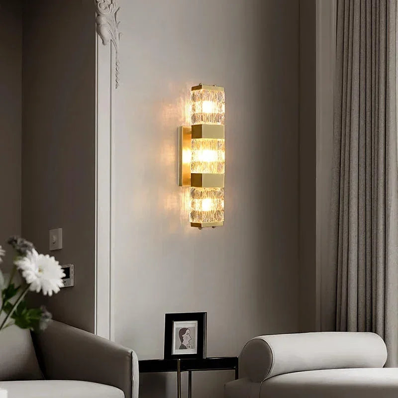 Afralia™ Crystal Rectangle Wall Lamp: Luxury Modern LED Lighting for Living Room, Bedroom, Staircase, TV Decor