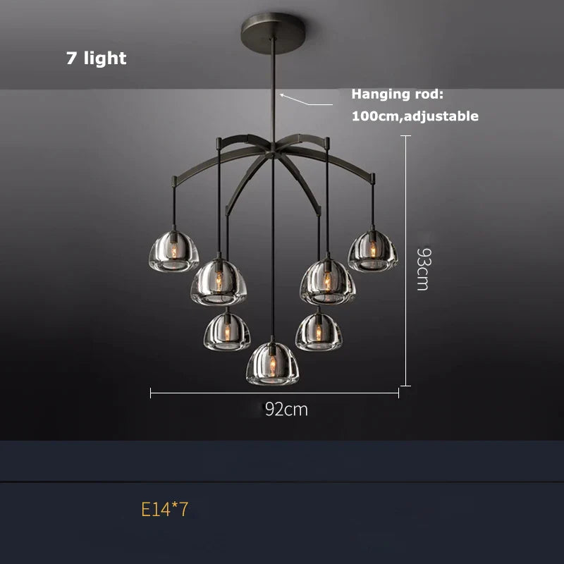 Afralia™ Black Brass American Series Crystal Copper LED Chandelier for Dinning Room
