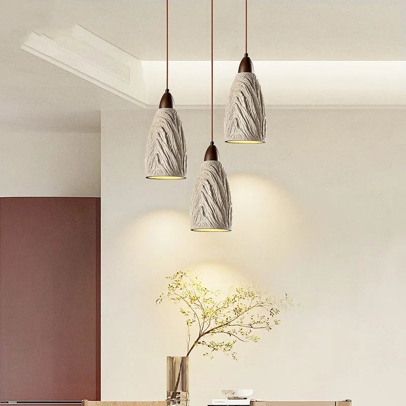 Afralia™ Modern Cement Hanging Light Fixture Aisle Bar Coffee Lampshade LED Pendant