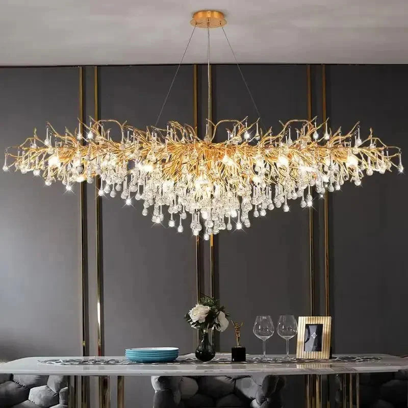 Afralia™ Modern Gold Chrome Crystal Chandelier for Living Room Dining Bedroom Fixtures