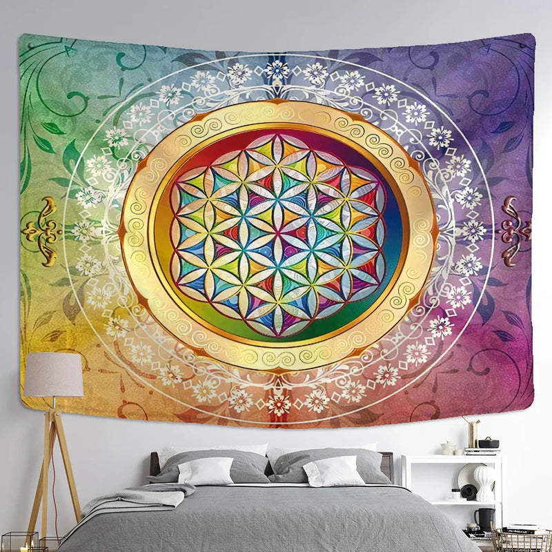 Colorful Mandala Tapestry Wall Hanging for Bohemian Home Decor by Afralia™