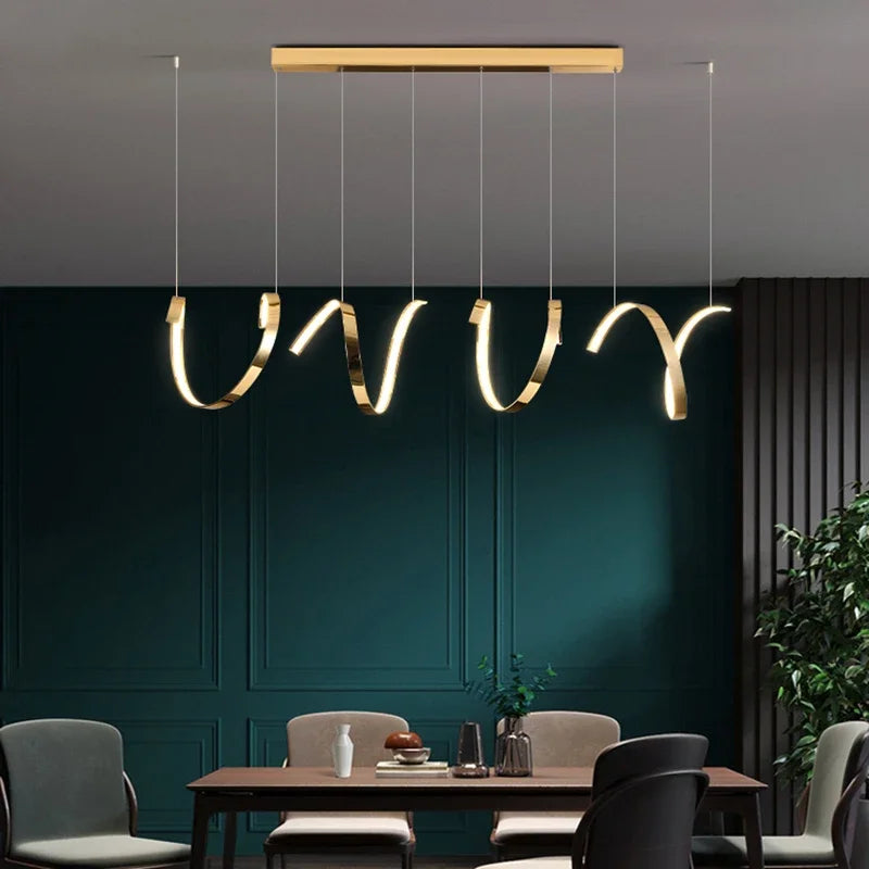 Afralia™ Gold Irregular LED Pendant Lights for Modern Living & Dining Room Lighting