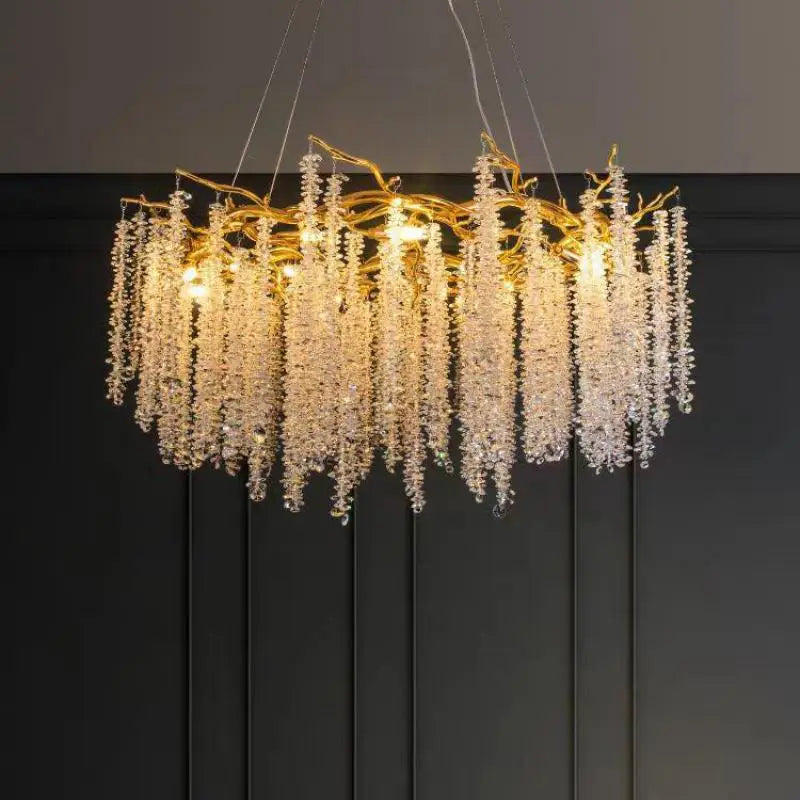 Afralia™ Gold Aluminium Branch Pendant Light Chandelier for Modern Dining Room Decor