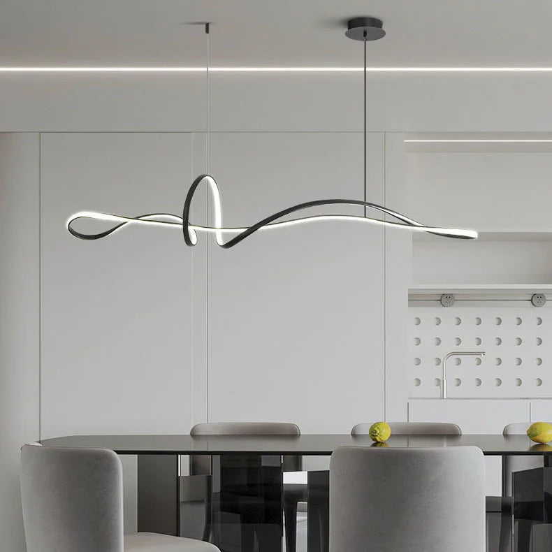 Afralia™ Minimalist LED Chandelier for Dining Room with Long Strip Design