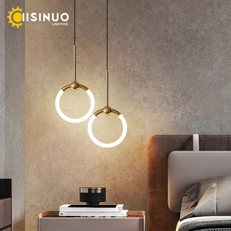 Afralia™ LED Circle Pendant Lights in Gold/Black for Home Decor Lighting