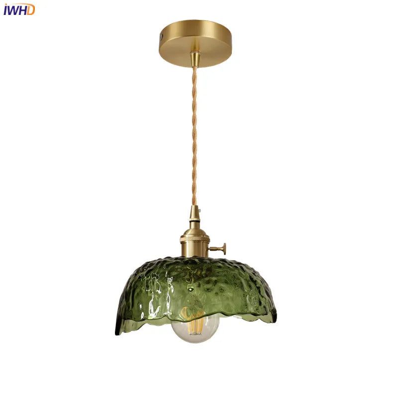 Afralia™ Nordic Green Glass LED Hanging Lamp Indoor Lighting Pendant Light
