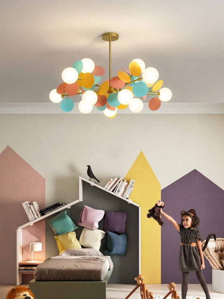 Afralia™ Glass Hanging Ceiling Lamp for Kids Room, Living Room, Bedroom - Modern Chandelier & Home Decor