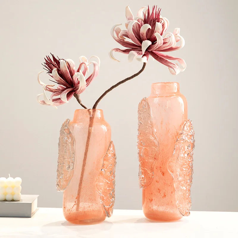 Afralia™ Pink Glass Ice Cubes Vase - Home Decor Flowerpot & Terrarium