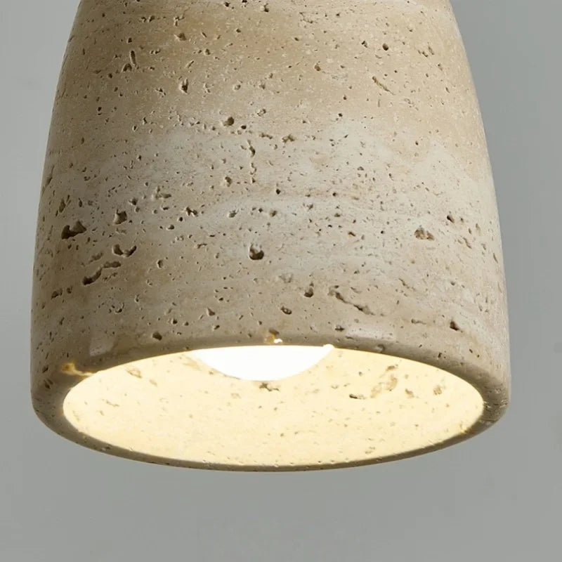 Afralia™ Travertine LED Hanging Lamp for Bedroom Living Room Bar | Japanese Wabi Sabi Pendant Lighting