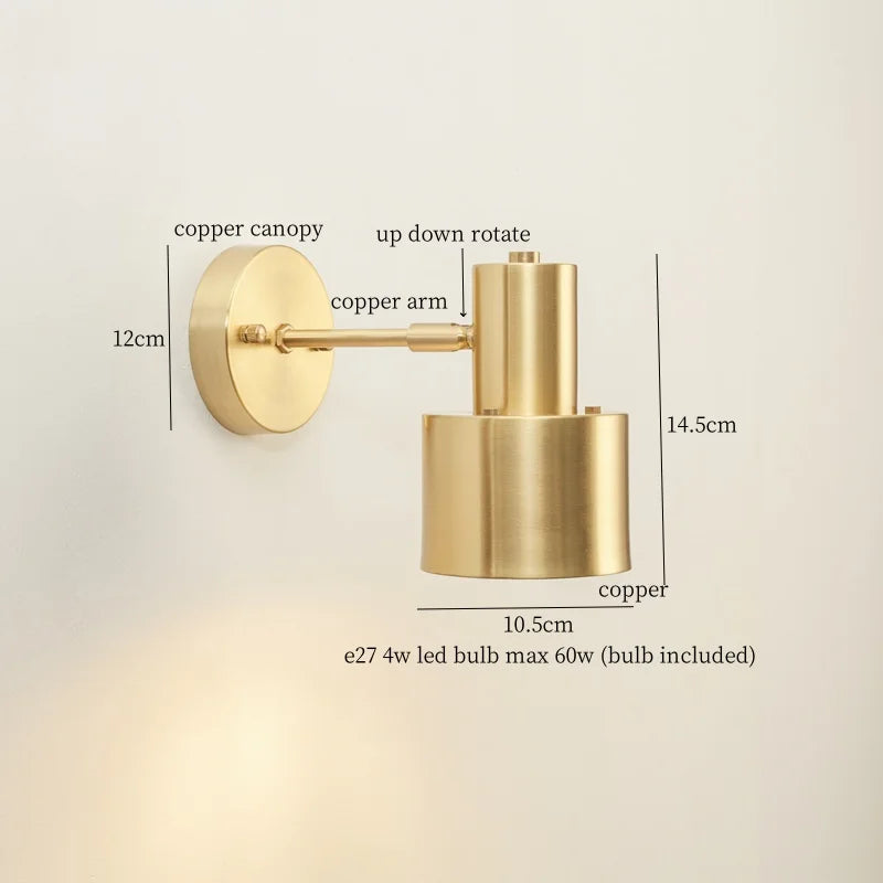 Afralia™ Nordic Copper LED Wall Lamp Pull Chain Switch Wandlamp