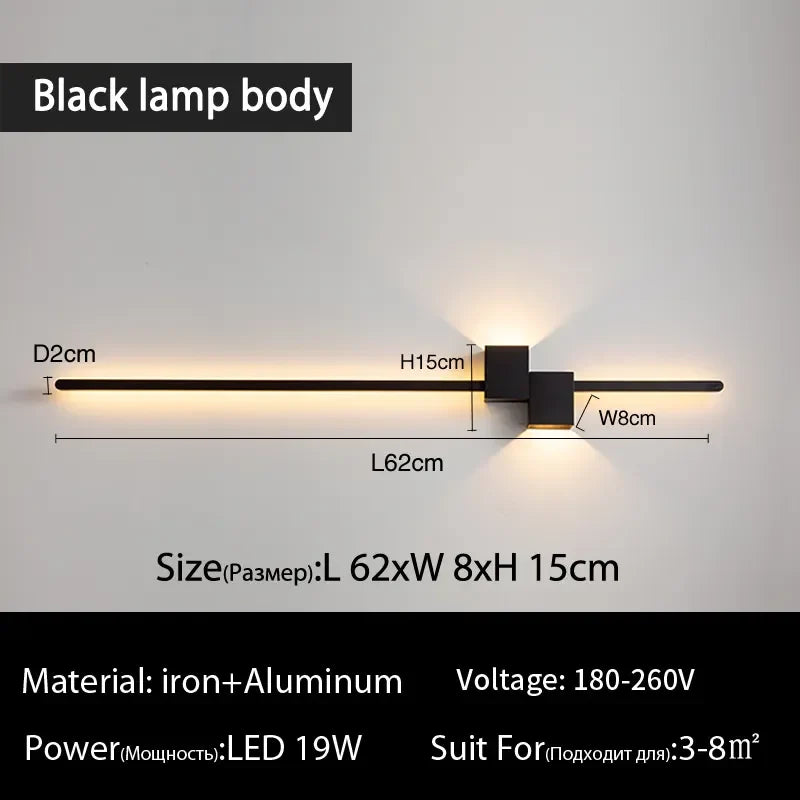 Afralia™ Modern Black LED Wall Lamp for Living Room Bedroom, Minimalist Sconce Lighting