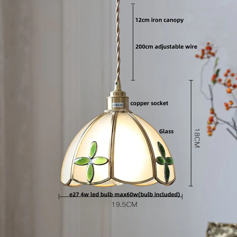 Afralia™ Tiffany Style Copper LED Pendant Lights for Dining Room and Balcony