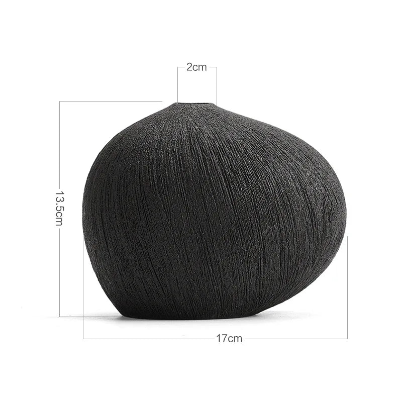 Afralia™ Geometric Stripes Ceramic Vase with Pebbles, Flower Arrangement Accessory