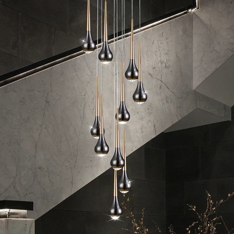 Afralia™ Hollow High Chandelier: Modern Nordic Loft Villa Stair Lamp