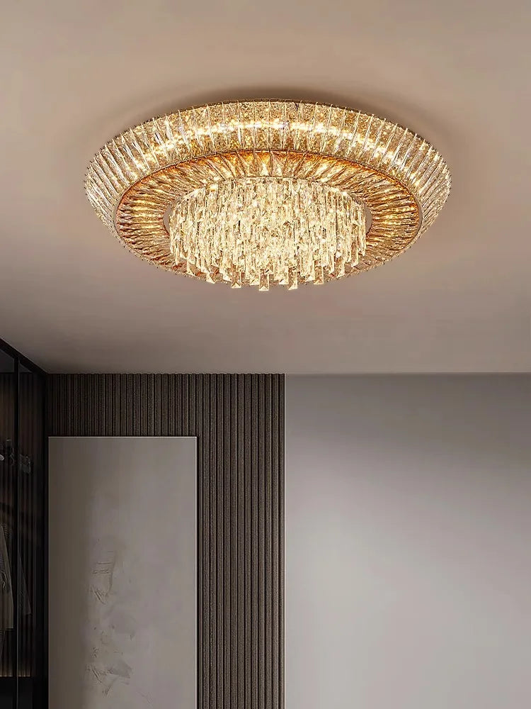 Afralia™ Amber Crystal LED Ceiling Light for Luxurious Home Decor