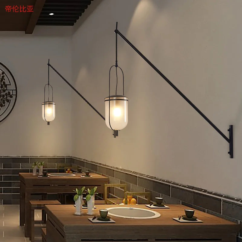 Afralia™ Retro Industrial Swing Arm Wall Lamp LED E27 Art Decor for Restaurant Loft