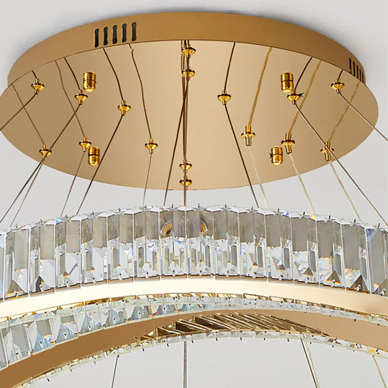 Afralia™ Crystal LED Chandelier: Luxury Modern Ring Stair Hanging Lamp for Living Room Decor