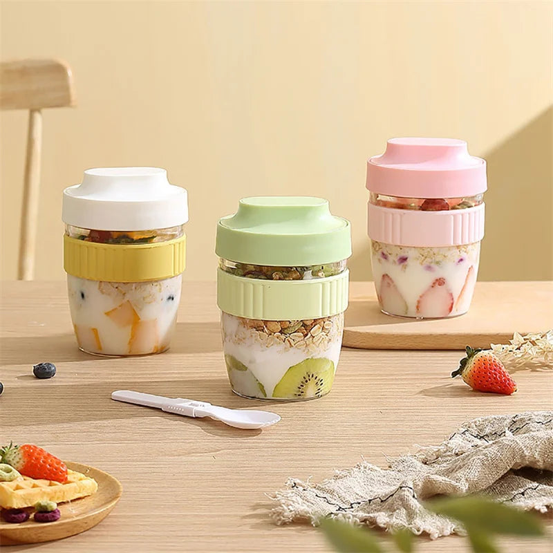 Afralia™ Breakfast Cup with Spoon: Portable Food Storage Container for Students and Picnics