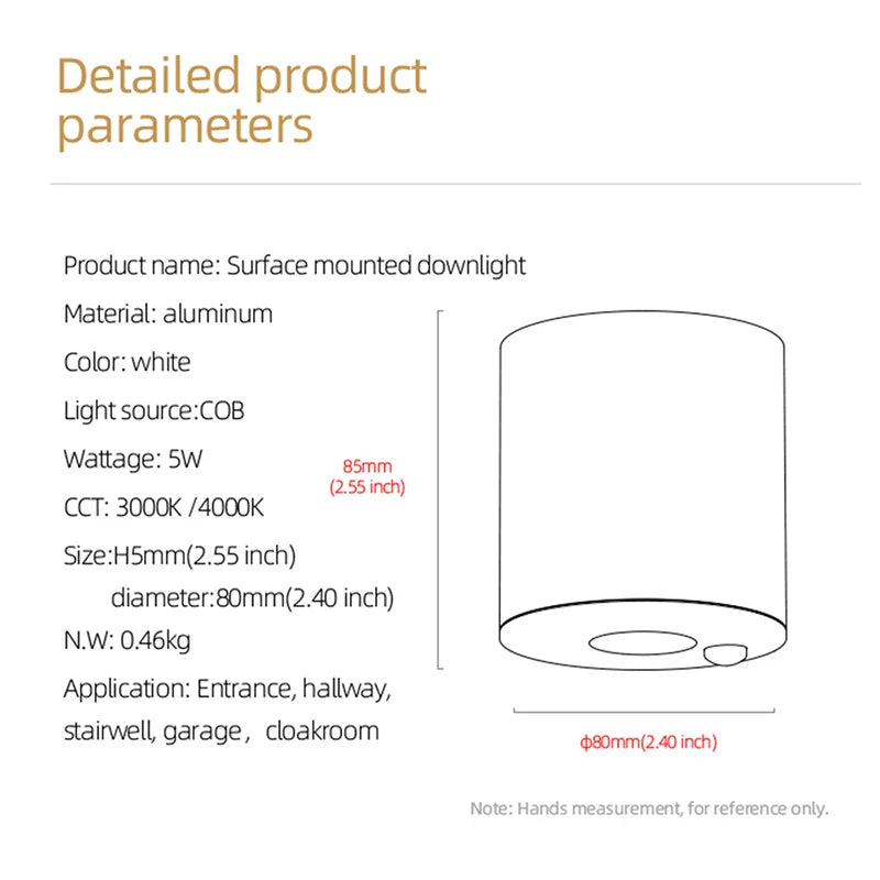 Afralia™ 5W LED Sensor Downlight: Human Body Detection, White, Anti-glare, Surface Mount