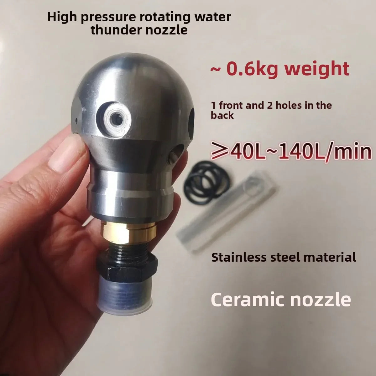 Afralia™ Sewer Cleaning Dredge Cutter Nozzle Warthog High Pressure Washing WT-3/8 Rotating Ball