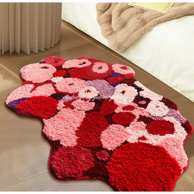 Afralia™ Monet Garden Rose Valley Hand Tufted Rug 60x90cm for Home Decor
