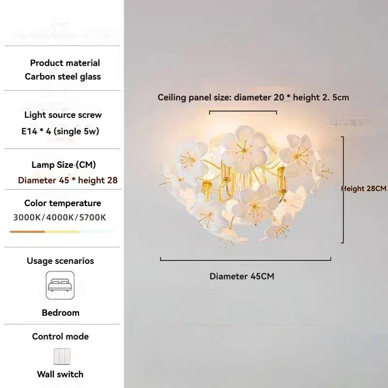Afralia™ Glass Petal Pearl Ceiling Pendant Light