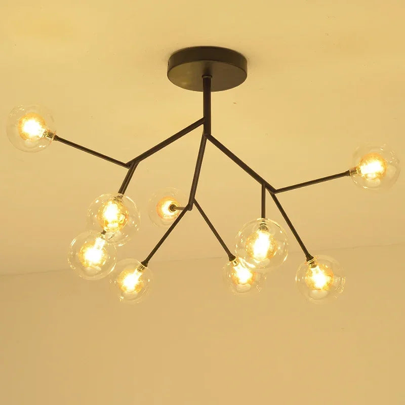Afralia™ Heracleum Firefly Glass Round Ball Chandelier - Luxury Staircase Dining Room Lighting