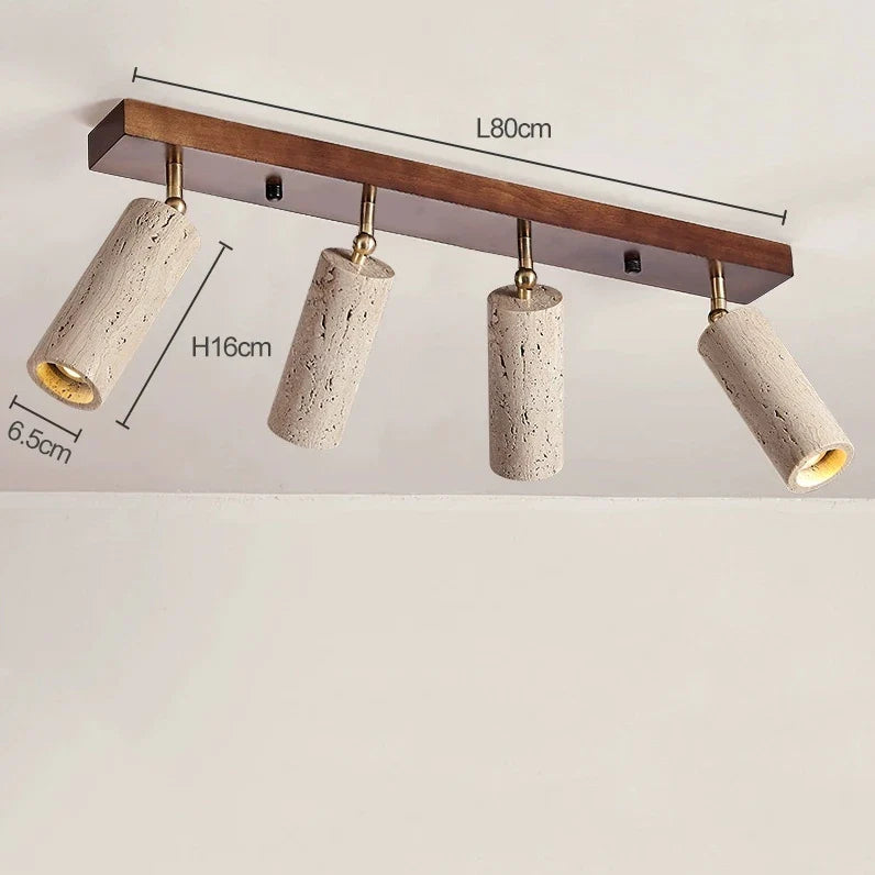 Afralia™ Stone Ceiling Lamp Spot Light Adjustable Angle Wood Base
