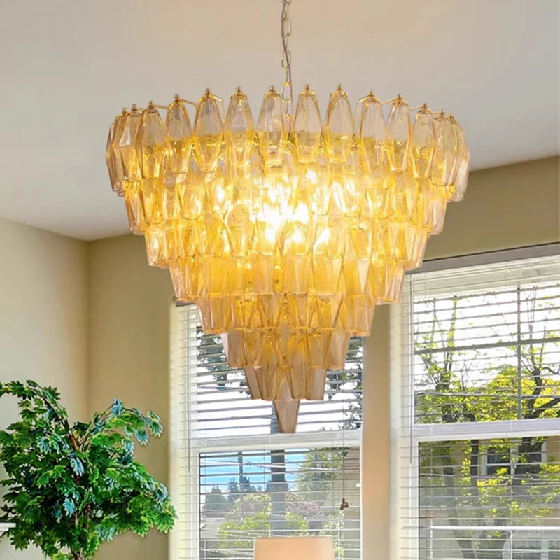 "Afralia™ Scandinavian Modern Glass Chandelier Pendant Lighting for Villa, Dimmable & Height Adjustable"