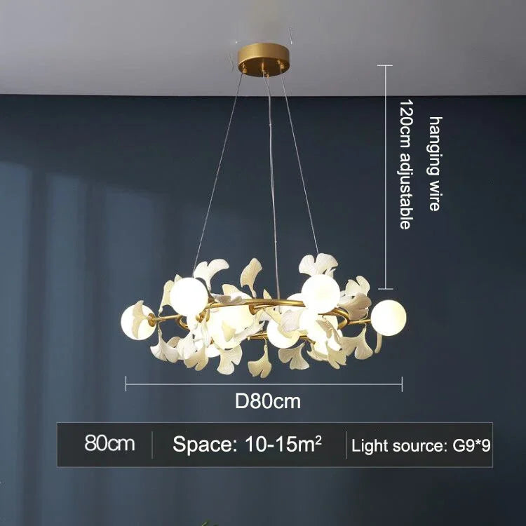 Afralia™ LED Gingko Leaf Branch Ceiling Chandelier Modern Living Room Bedroom Light
