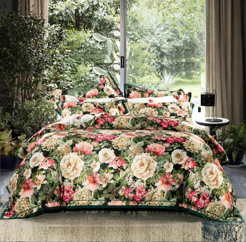 Afralia™ Vintage Floral Jacquard Cotton Wedding Bedding Set with Duvet Cover, Sheet, Pillowcases