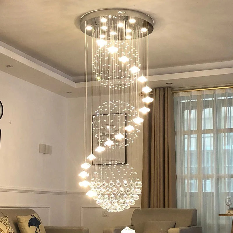 Afralia™ Spiral Long Chandelier: Modern Nordic Loft Staircase Pendant Lamp