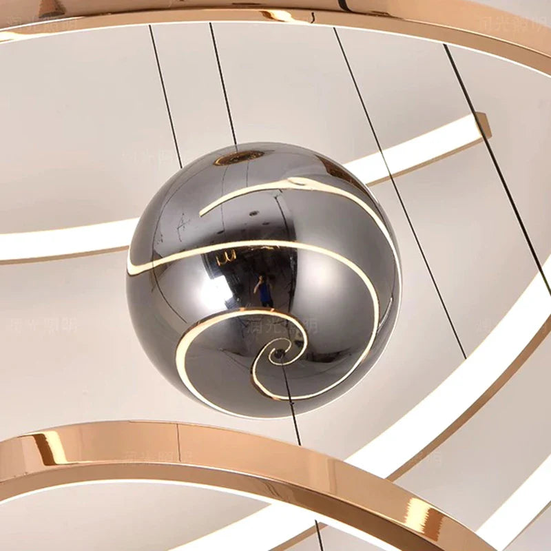 Afralia™ LED Staircase Chandelier Pendant Light Indoor Lighting