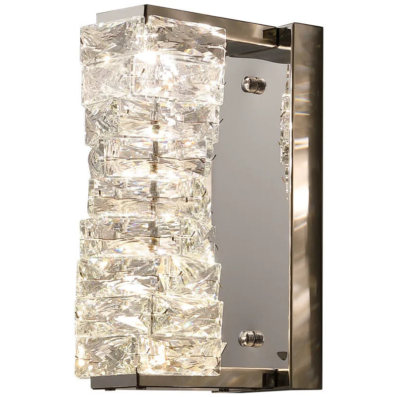 Afralia™ Modern K9 Crystal LED Wall Lamp Chrome Steel Sconces Indoor Lighting Fixtures