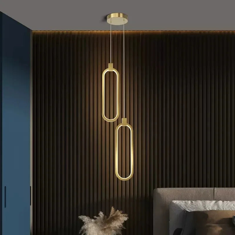 Afralia™ Modern Minimalist LED Pendant Lamp - Black Gold Chandelier