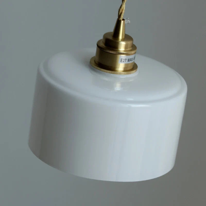 Afralia™ Glass LED Pendant Light: Milky White Copper Nordic Hanging Lamp for Home Decor