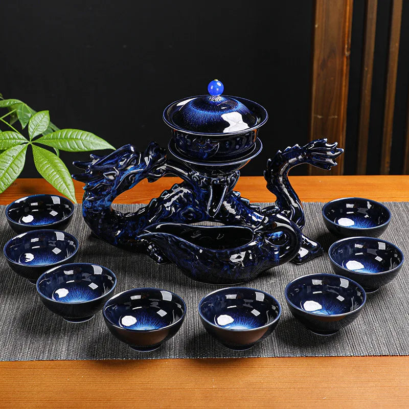 Afralia™ Dragon Kung Fu Tea Set: High-End Bone China Teapot & Cup, Automatic, Holiday Gift