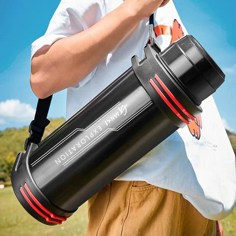 Afralia™ Stainless Steel Press-Type Water Bottle Thermos | Large Capacity, Portable, Travel Friendly