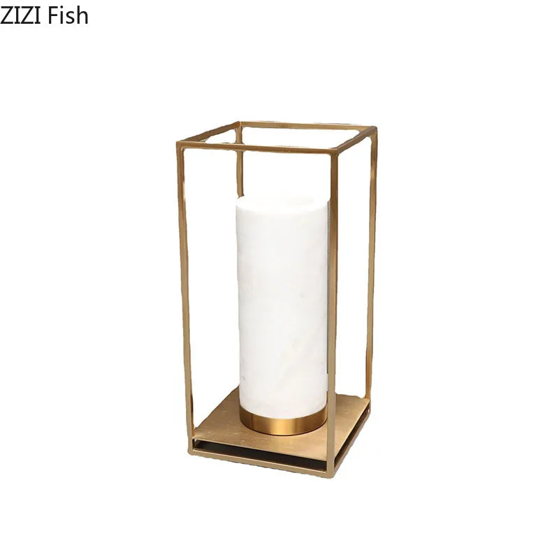 Afralia™ Marble Vase: Golden Frame, Floral Desk Decor, Elegant Room Ornaments