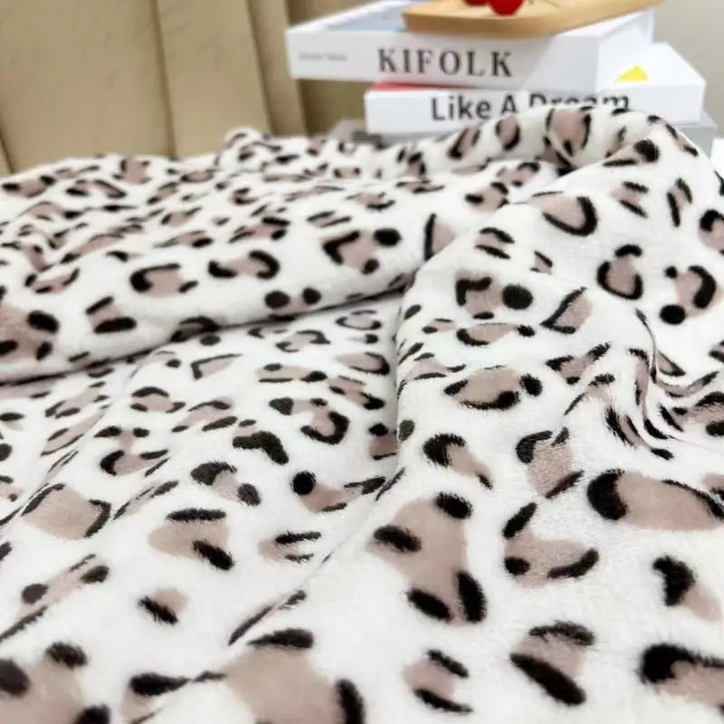 Afralia™ Leopard Print Warm Blanket for Office, Dorm, and Sofa