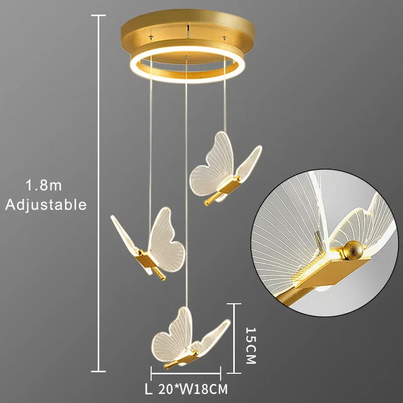 Afralia™ Butterfly LED Chandelier for Duplex Villa Living Room Romantic Wedding Decor