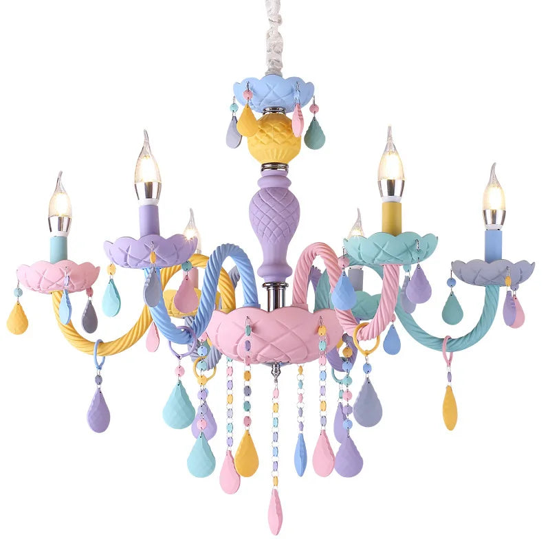 Afralia™ Kids Room LED Macaron Ceiling Chandelier for Boys Girls Bedroom Decor
