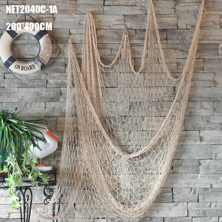 Afralia™ Decorative Fishing Net Wall Hanging, Nautical Marine Home Decor Accessory
