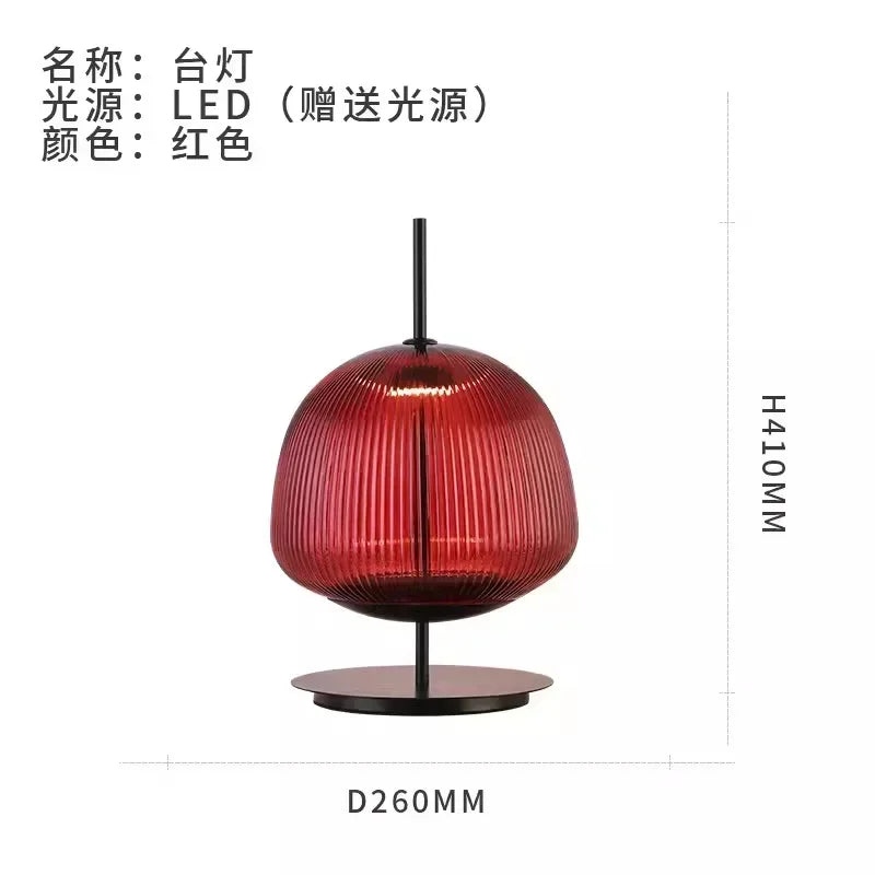 Afralia™ Green Red Glass Table Lamp LED Lighting for Bedroom and Living Room
