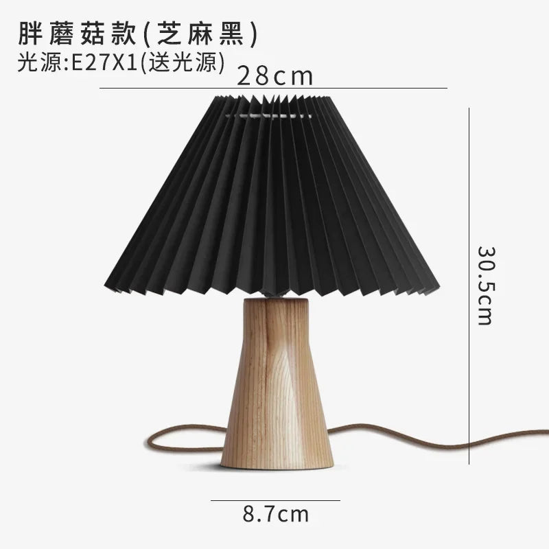 Afralia™ Mushroom Table Lamp LED Solid Wood Desk Light for Romantic Bedroom Decor