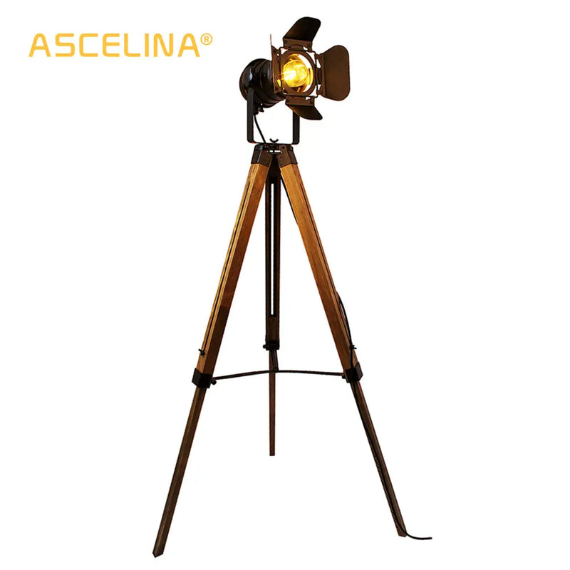 Afralia™ Tripod Wood Floor Lamp with Adjustable Height and Stylish Lampshade