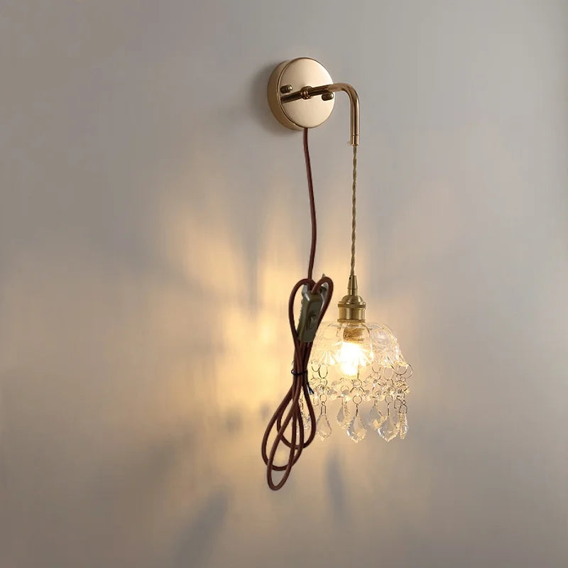 Afralia™ Clear Glass LED Wall Lamp Modern Crystal Home Decor Bathroom Mirror Light