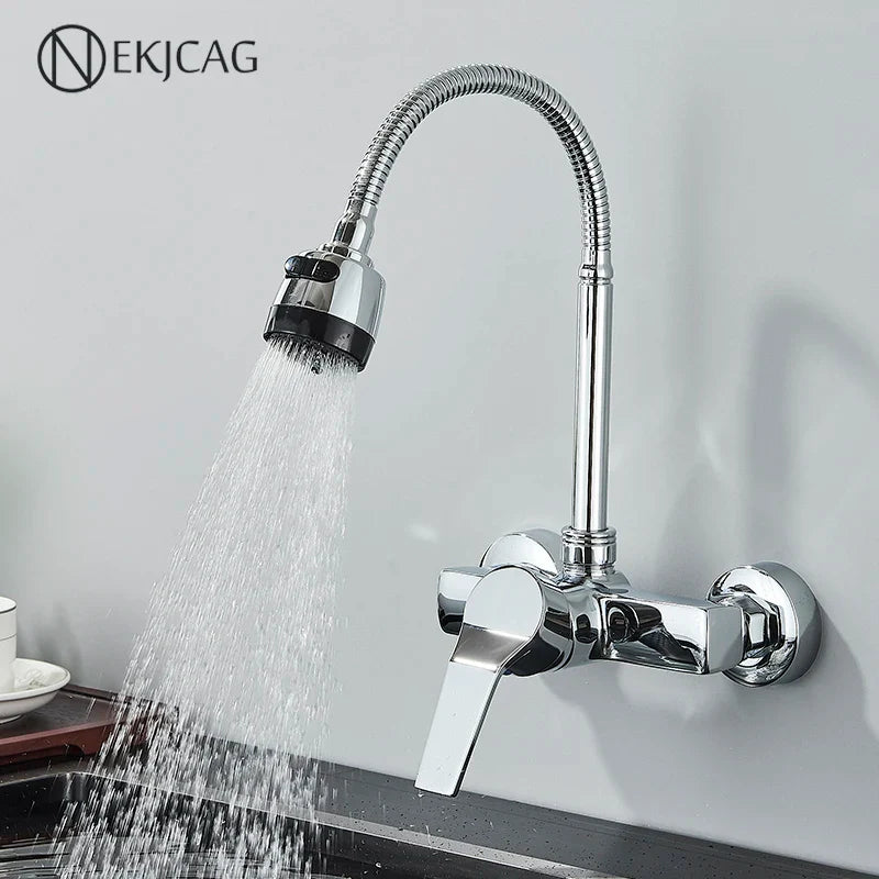 Afralia™ Chrome Kitchen Sink Faucet 360° Rotation Hot/Cold Mixer Taps