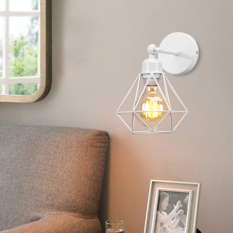 Afralia™ Vintage LED Wall Light Retro Loft Sconce E27 Iron Cage Lampshade