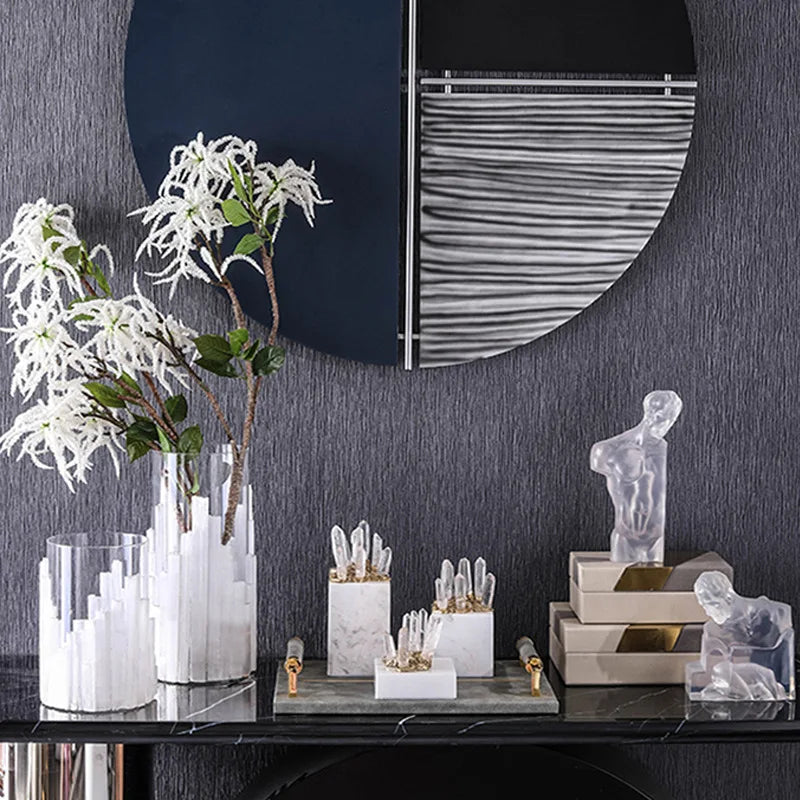 Afralia™ Crystal Stone Marble Entrance TV Cabinet Club Soft Decoration